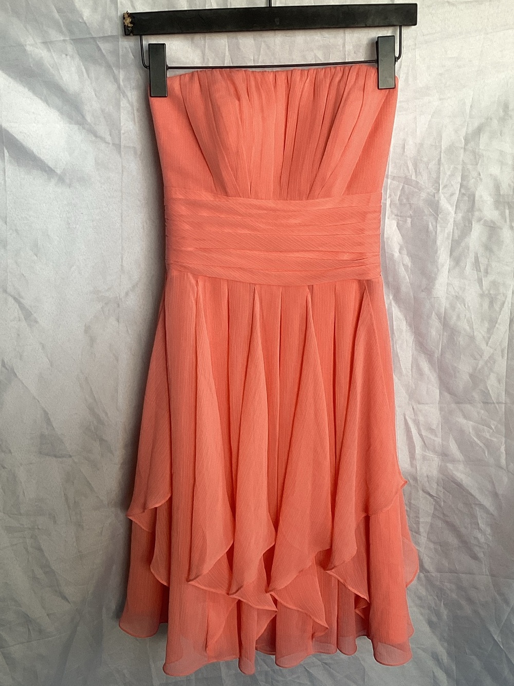David's Bridal Strapless Coral Cocktail Dress